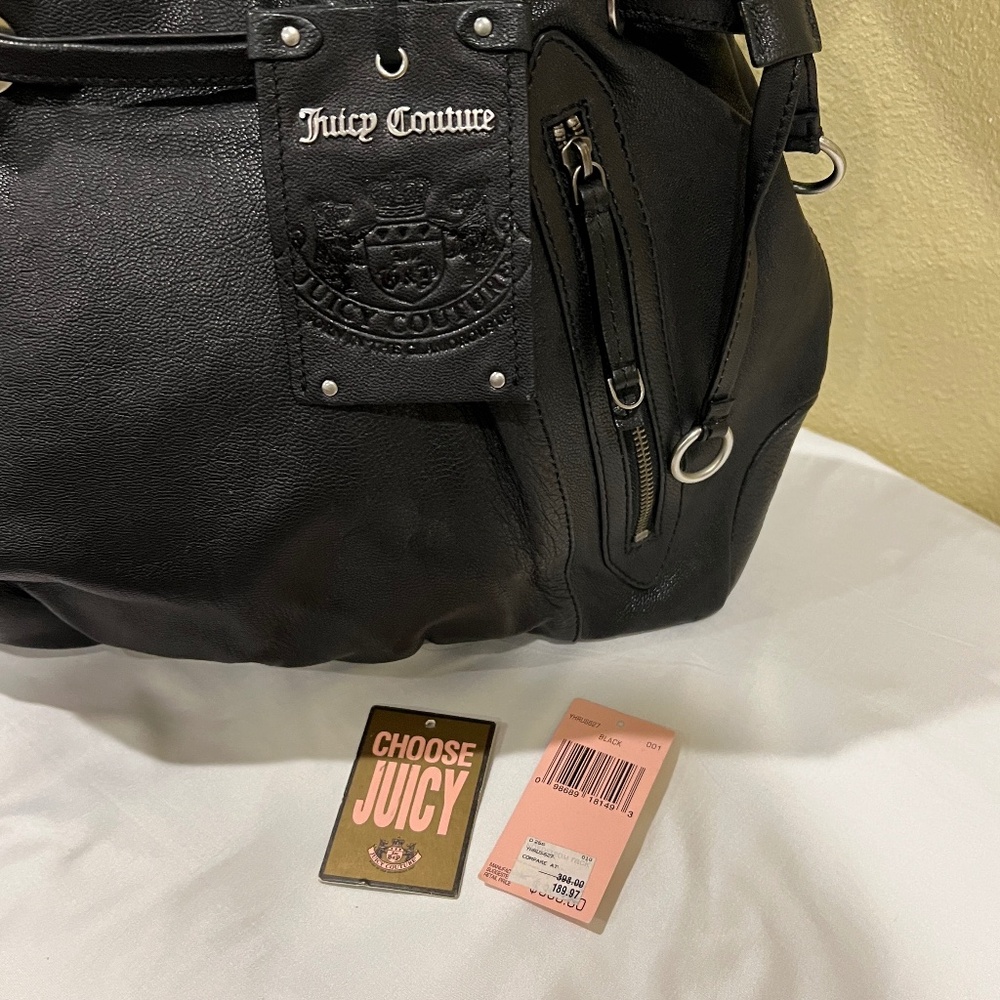 Juicy Couture Genuine Black Leather Hobo Shoulder Handbag - Picture 3 of 16